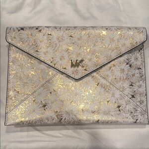 Michael Kors Gold Floral Envelope Clutch